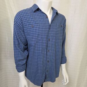 Patagonia Organic Cotton Plaid Shirt Soft Light Flannel Blue Men's Large